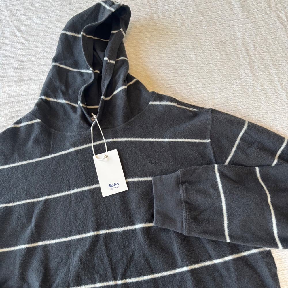 Katin Parks Hood Mens Large Black White Striped Cotton Hoodie FA24FLPAH-BKWS-L